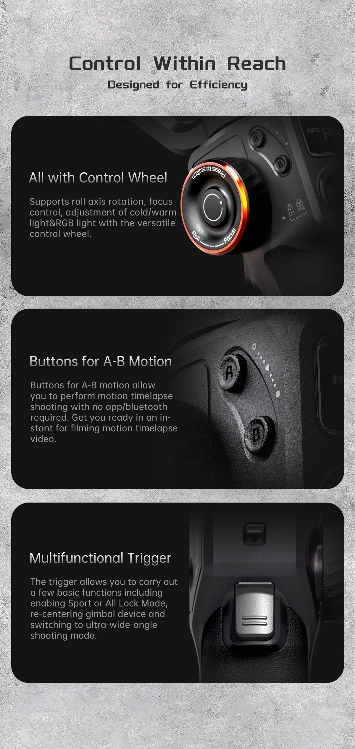 Stabilisateur 3 axes avec lumière d'appoint AI pour vlog